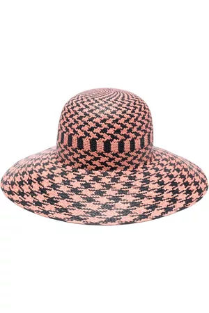 Borsalino Women Hats - Houndstooth-pattern straw hat
