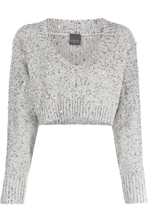 LORENA ANTONIAZZI V-neck cropped jumper