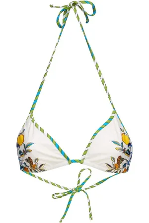 La DoubleJ Floral-print halterneck bikini top
