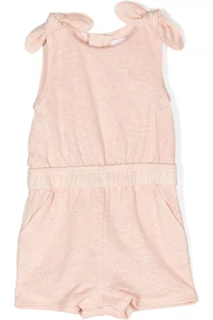 Chloé Neckties - Shoulder-tie logo-embroidered romper