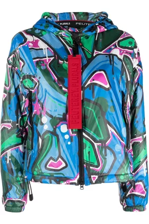 Peuterey Women Jackets - Graffiti-print hooded jacket