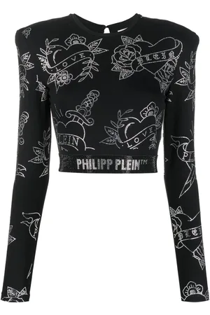 Philipp Plein Crystal-embellished long-sleeved top
