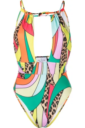 Philipp Plein Rainbow patchwork-print monokini