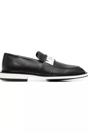 Moschino Men Loafers - Logo-lettering leather loafers