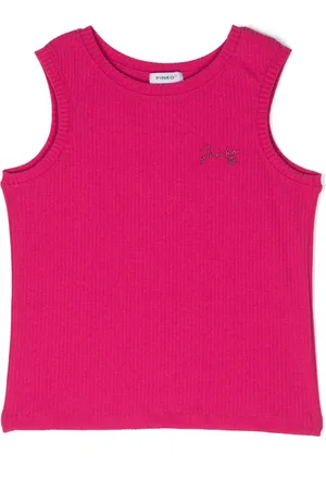 Pinko Logo-embroidered fine-ribbed tank top