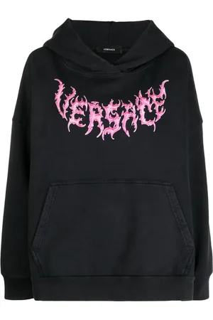 VERSACE Logo-print cotton hoodie