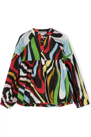 PUCCI Junior Marmo-print empire-line blouse