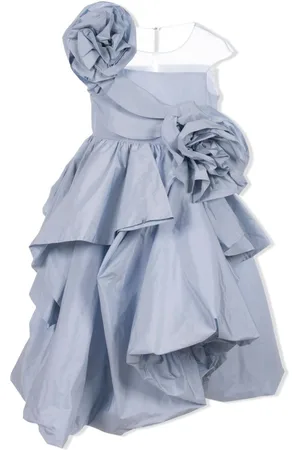 Marchesa Notte Floral-appliqué full-skirt dress
