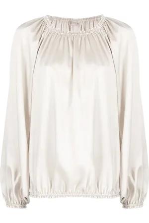 BLANCA Satin-finish ruched blouse