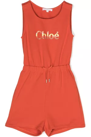 Chloé Logo-print cotton playsuit