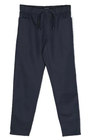 Emporio Armani Plain cotton-linen track pants