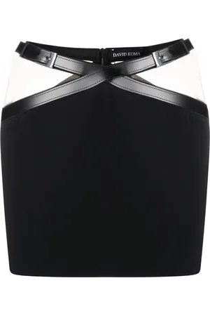DAVID KOMA Mesh-panel high-waist skirt