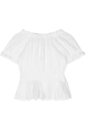 ERMANNO SCERVINO JUNIOR Logo-emboidered cotton blouse