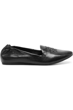 Tory Burch Women Flip Flops - Embossed-logo leather slippers