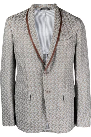 Armani Contrasting-trim single-breasted jacket