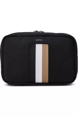 HUGO BOSS Men Toiletry Bags - Logo-lettering signature-stripe wash bag