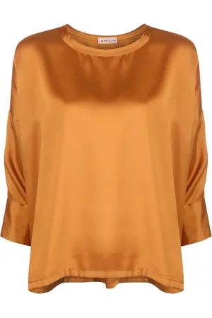 BLANCA Satin-finish asymmetric blouse