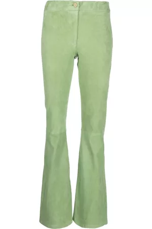 arma leder Mid-rise suede flared trousers