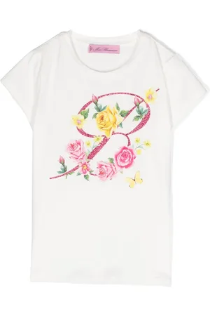 MISS BLUMARINE Floral-print cotton T-shirt