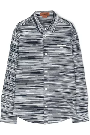 Missoni Long Sleeve - Embossed-logo striped shirt