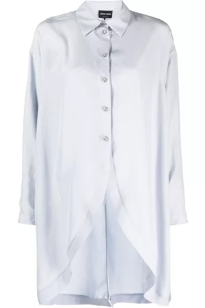 Armani Women Tops - High-low button-fastening silk shirt