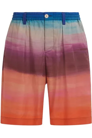 Marni Painterly-print pleated cotton shorts
