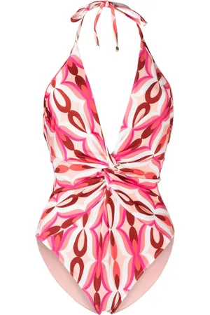 PATBO Twisted halterneck plunge swimsuit