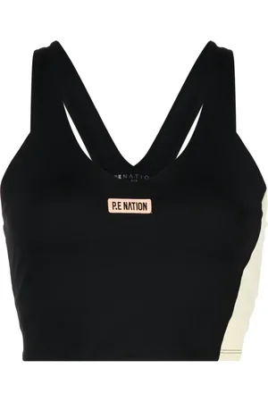 P.E Nation Panelled logo-patch sports bra