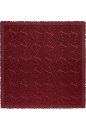 VALENTINO Women Scarves - Monogram-print frayed-trim scarf