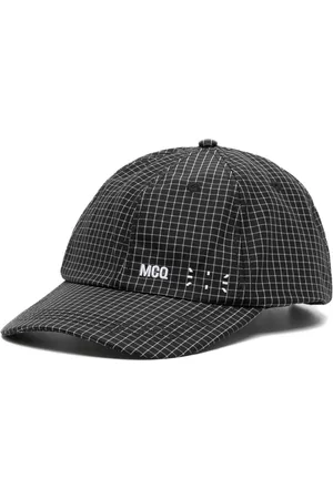 McQ Men Caps - Logo-embroidered grid-pattern cap