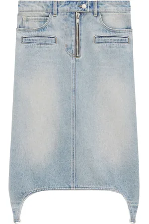 Courrèges Suspenders denim midi-skirt