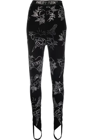 Philipp Plein Love-print stirrup leggings