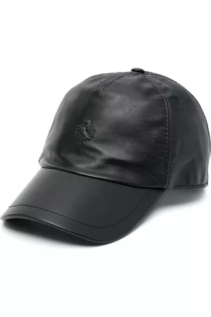 FERRARI Embossed-logo leather cap