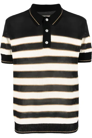 Balmain Intarsia-logo striped polo shirt