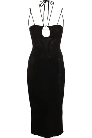 BLUMARINE Logo-plaque ribbed dress