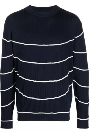 Armani Men Jumpers - Striped ribbed-knit jumper