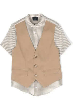 FAY Layered-design stripe-pattern shirt