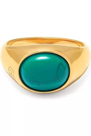 Nialaya Men Rings - Turquoise oval signet ring