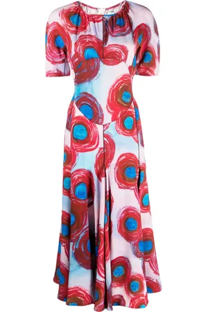 Marni Abstract-print pleated midi dress