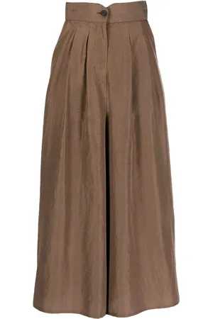 DUSAN Notched-waist silk palazzo pants
