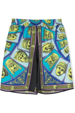 VERSACE Le Maschere-print silk shorts