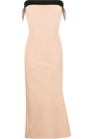 Serafini Contrast-trim strapless midi dress