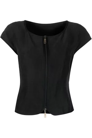 Giorgio Armani 1990s cap sleeved zipped blouse