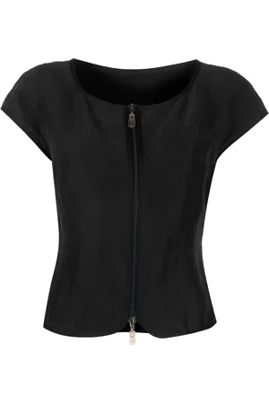 Giorgio Armani 1990s cap sleeved zipped blouse