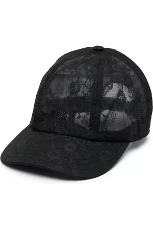 Msgm Women Caps - Floral-lace embroidered-logo cap