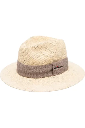 Kiton Men Hats - Embroidered-logo straw fedora