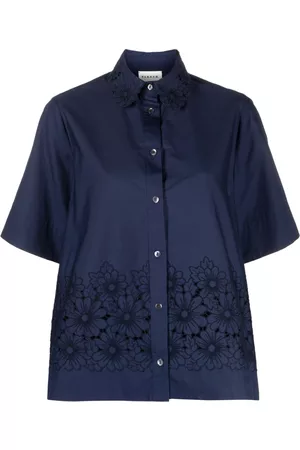 P.a.r.o.s.h. Women Short Sleeve - Floral-embroidered short-sleeve shirt