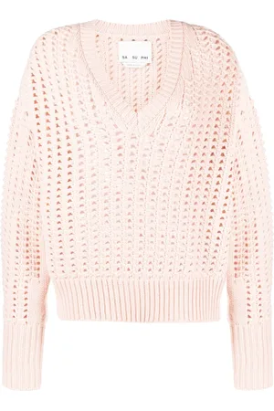 Sa Su Phi Open-knit V-neck jumper