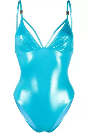 Moschino Women Swimming Costumes - Logo-lettering metallic swimsuit