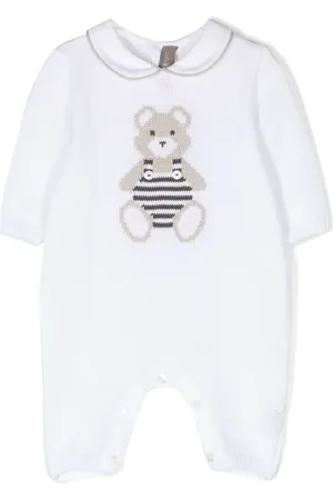 LITTLE BEAR Teddy bear-motif cotton romper